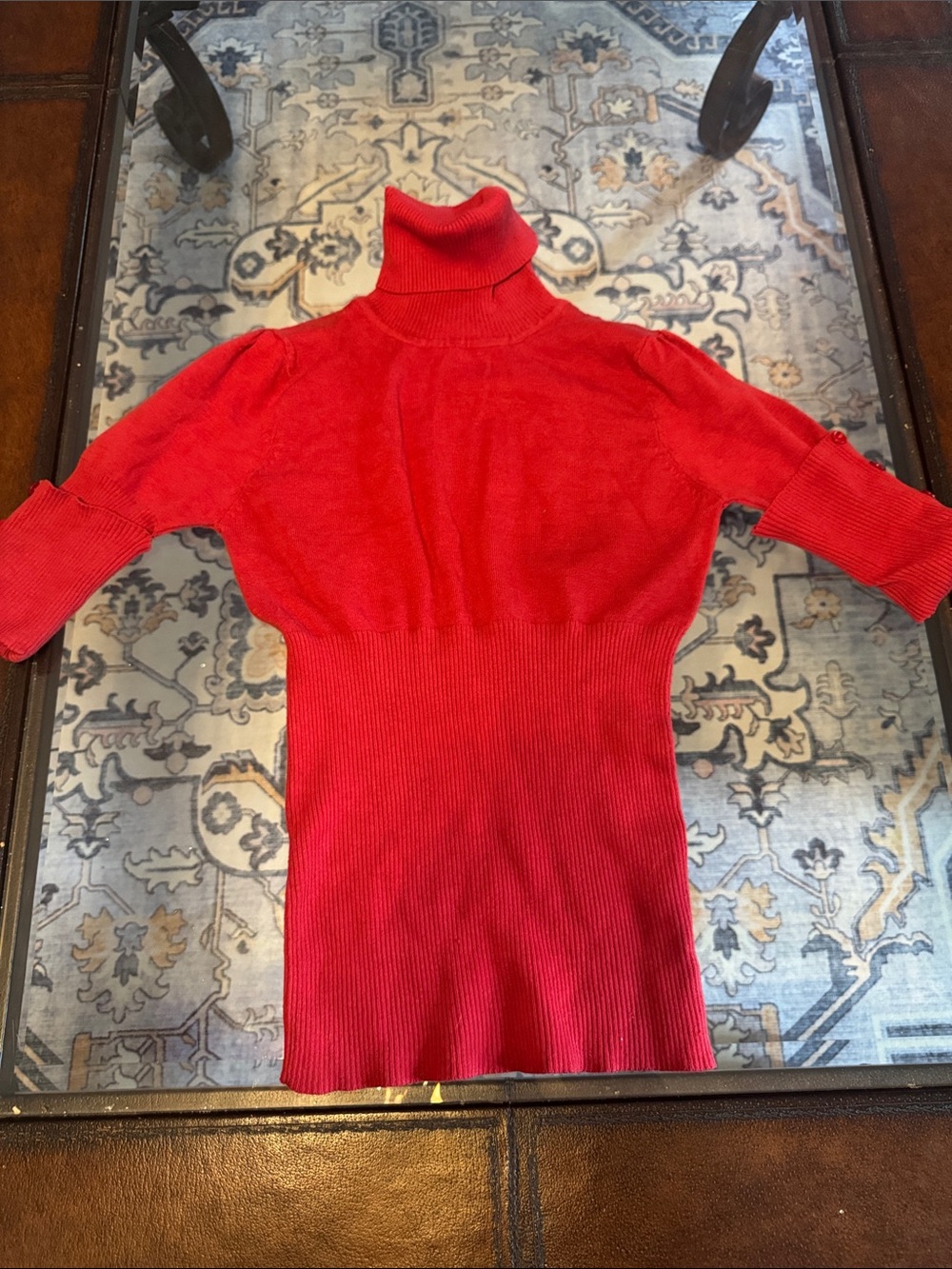 Max Rave Red Ribbed Turtleneck Sweater